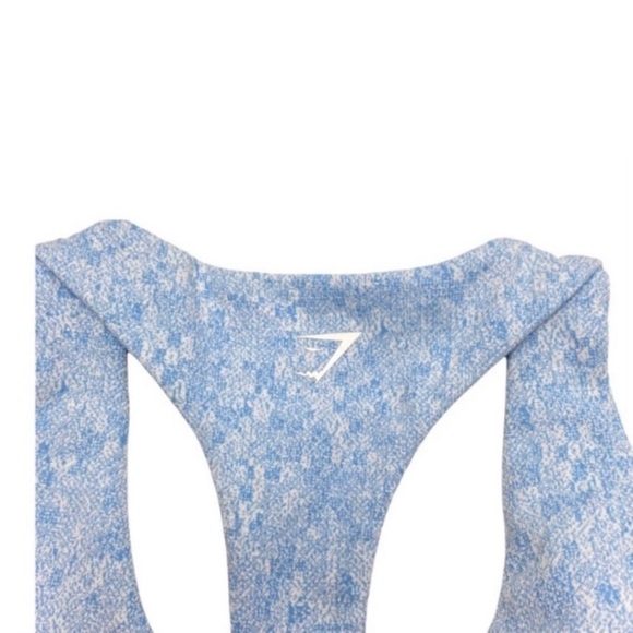 GYMSHARK Malibu Blue Marl Fleur Sports Bra in light Space Blue Size S - Picture 4 of 10